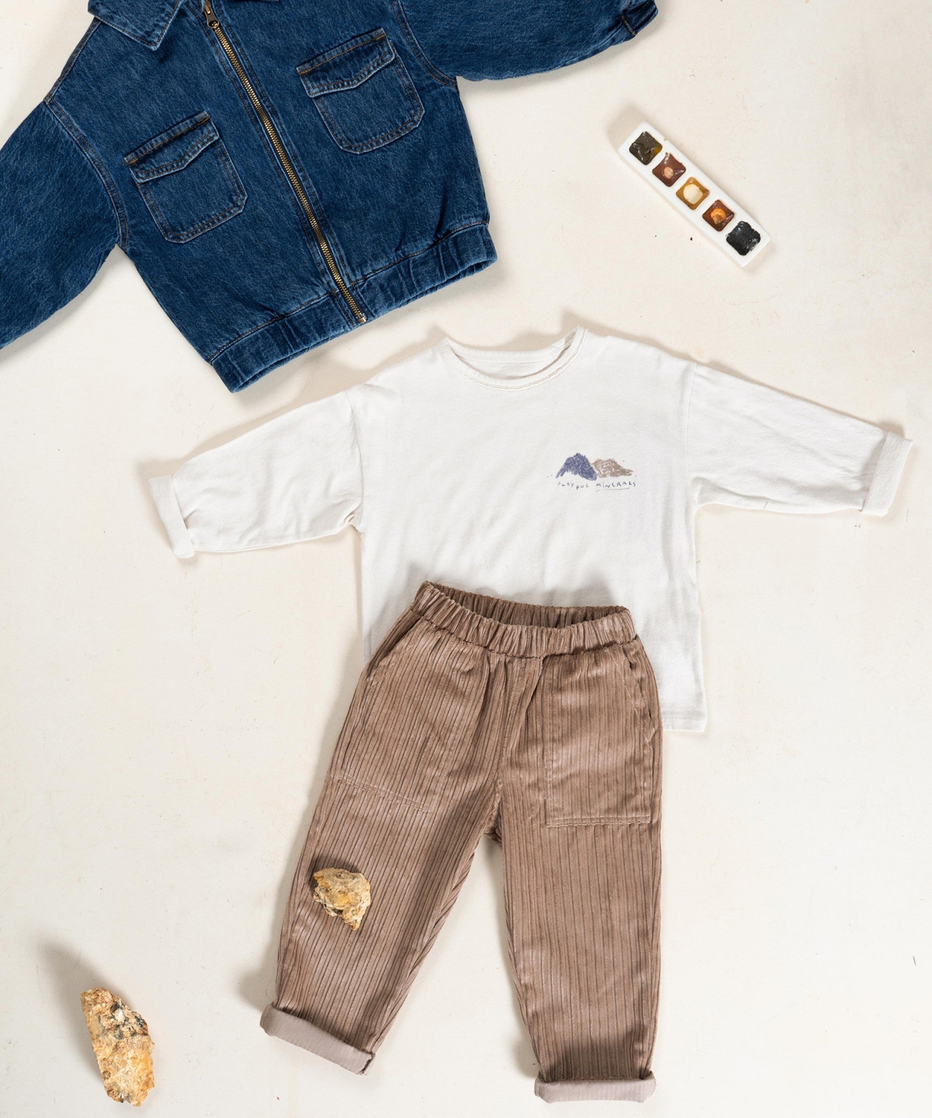 PLAY UP - pantalone velluto marrone chiaro